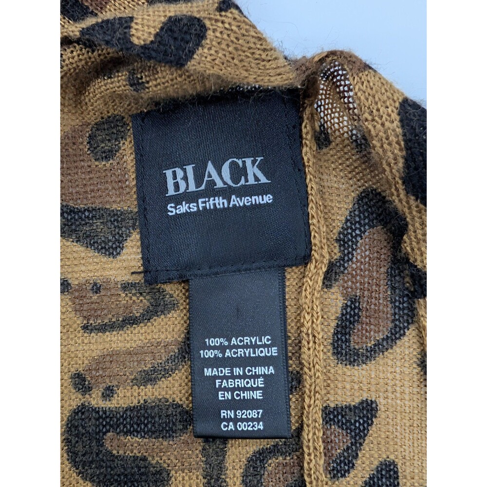Saks Fifth Avenue Black Label Leopard Boho Lightweight Old Money Poncho One Size - Picture 4 of 5